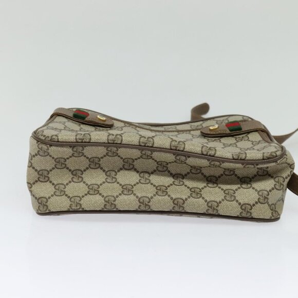GUCCI GG Supreme Web Sherry Line Shoulder Bag PVC Beige - Picture 11 of 16